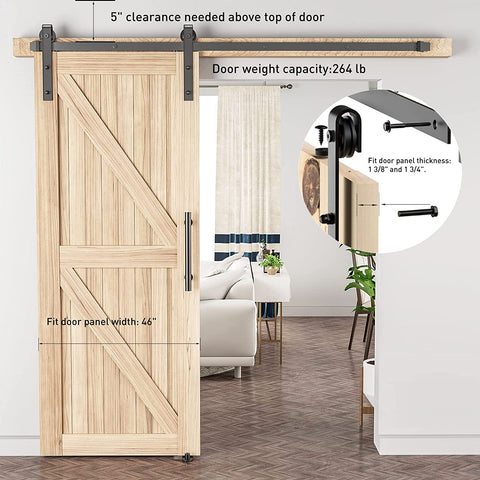 6.6ft heavy duty sliding barn door with door hook hanger
