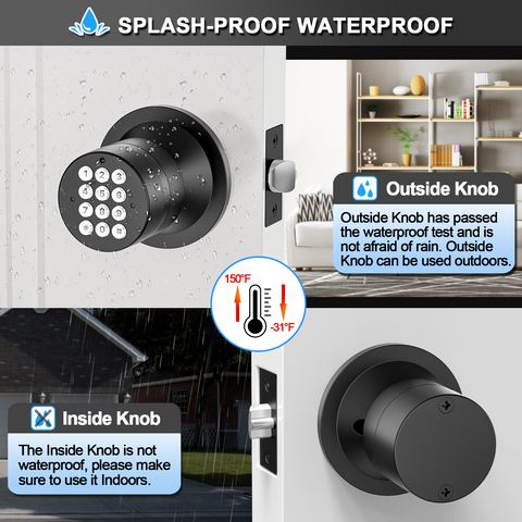 YL-99 Digital Keyless Door Knob Lock, Black/Silver