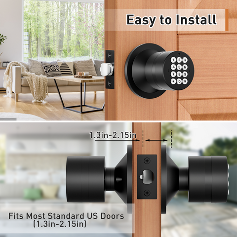 YL-99 Digital Keyless Door Knob Lock, Black/Silver