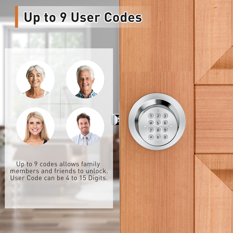 YL-99 Digital Keyless Door Knob Lock, Black/Silver