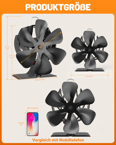 Signstek 6 Blättern Ofenventilator für Kamin/Kaminofen/Holzöfen