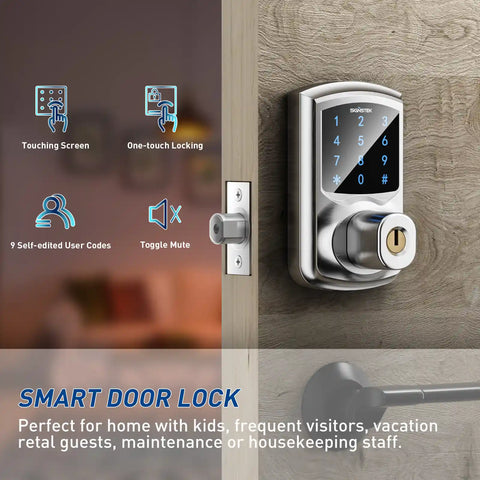 ST-668D digital touchscreen keypad deadbolt lock and smart front door lock (silver)