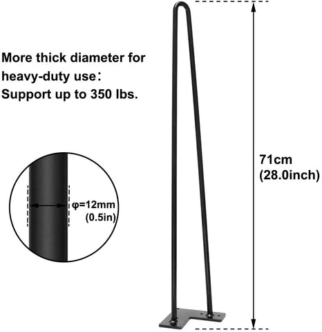 28" hairpin table and desk legs for heavy duty use