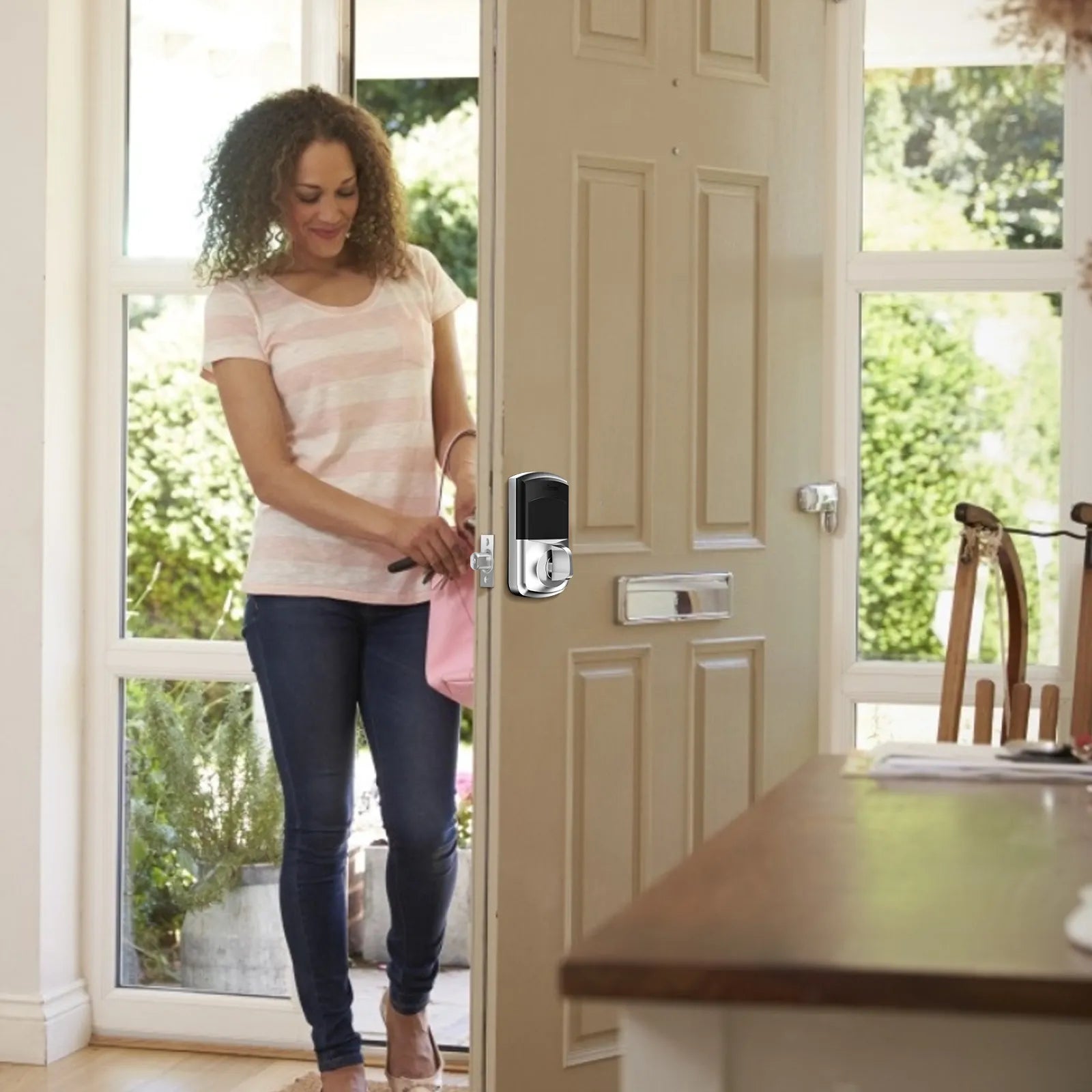 ST-668D digital touchscreen keypad deadbolt lock and smart front door lock (silver)