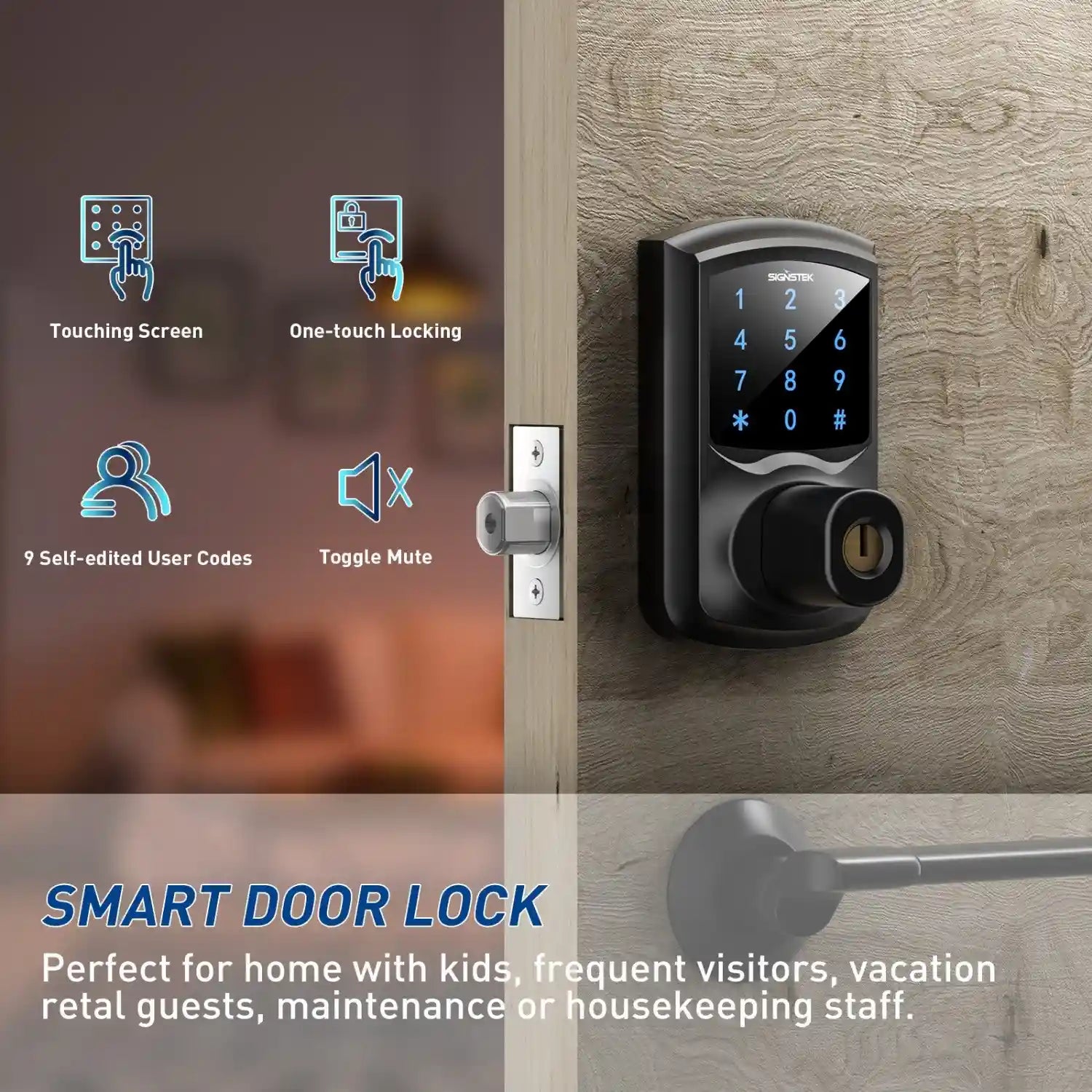 Signstek front door smart door keypad automatic locking deadbolt