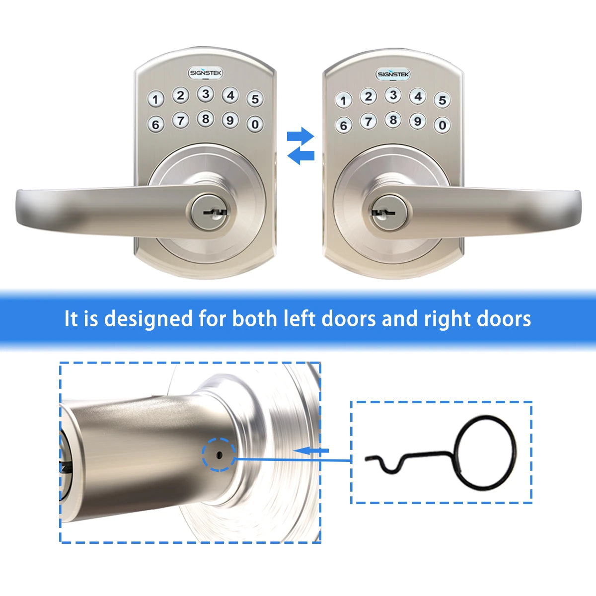 Electronic keyless entry door lock  with keypad, lever and handle (silver)