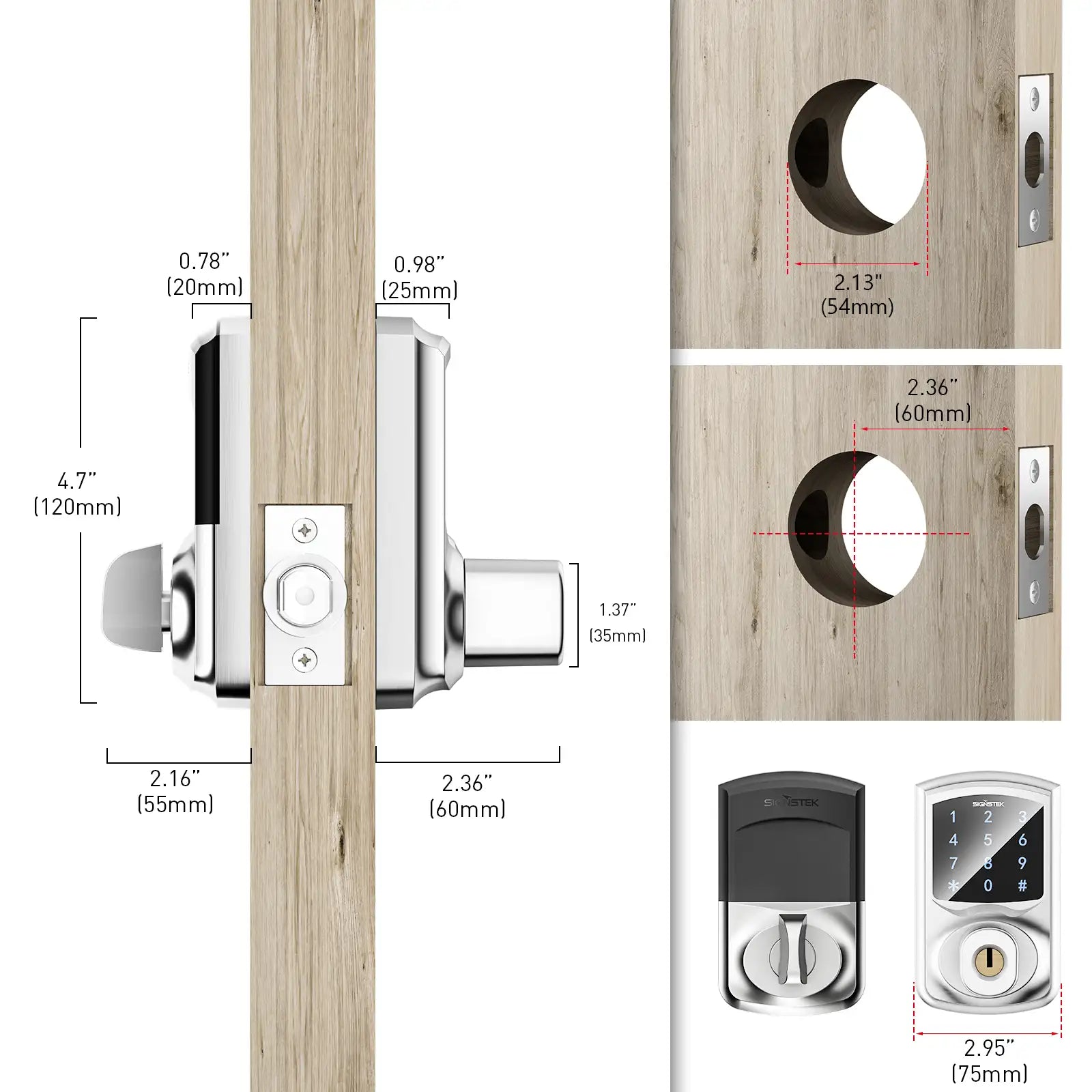 ST-668D digital touchscreen keypad deadbolt lock and smart front door lock (silver)