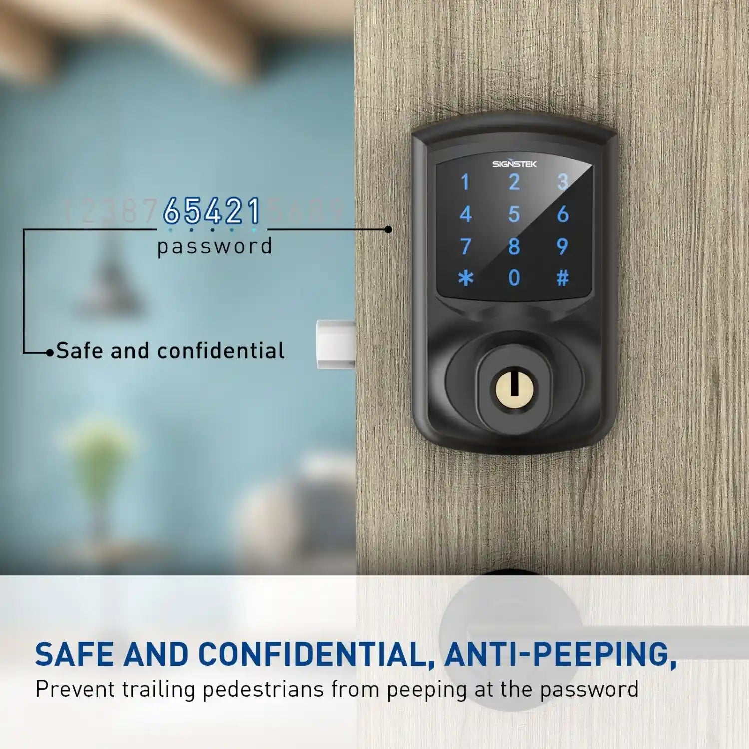 Safe and confidential digital electronic keypad front door deadbolt lock