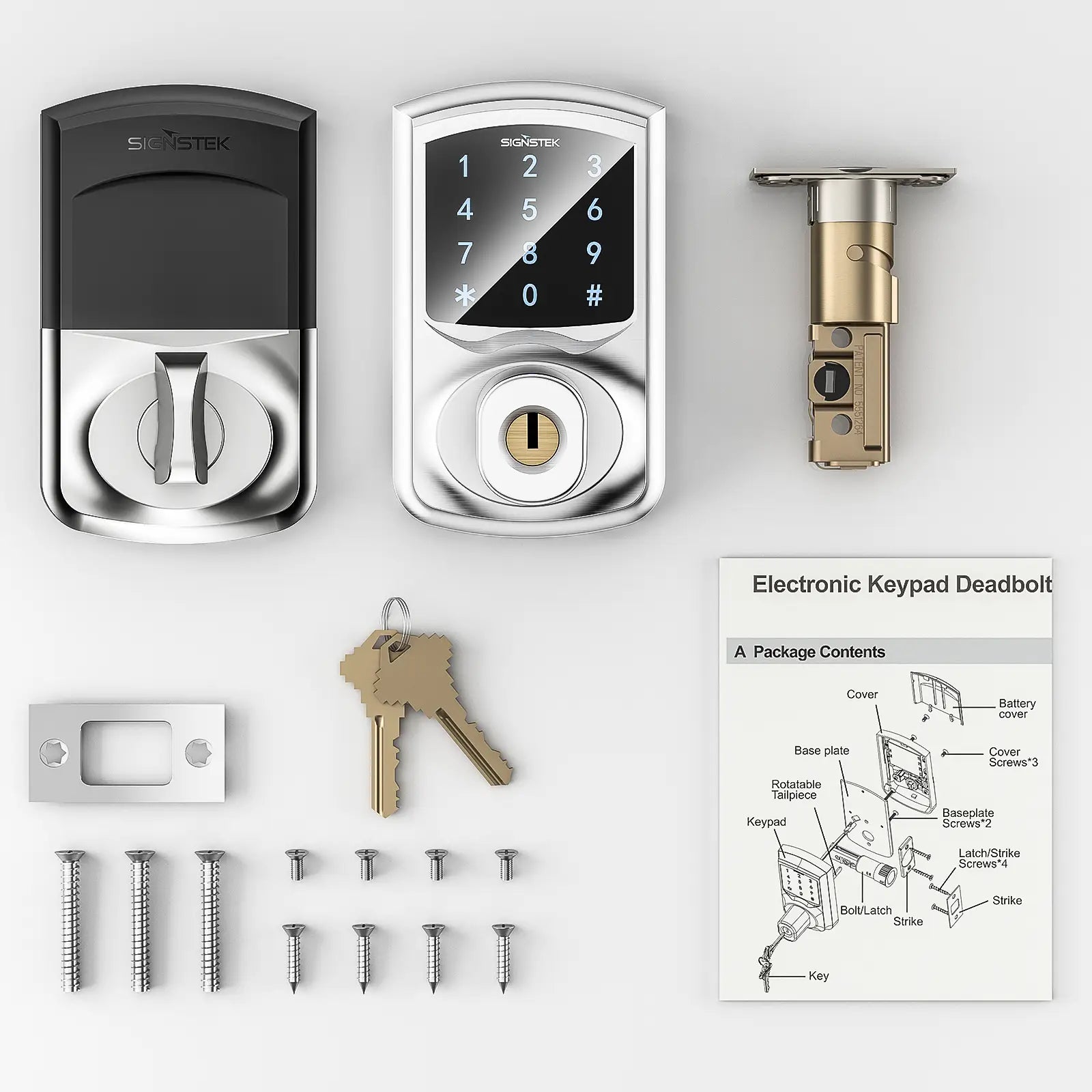 ST-668D digital touchscreen keypad deadbolt lock and smart front door lock (silver)