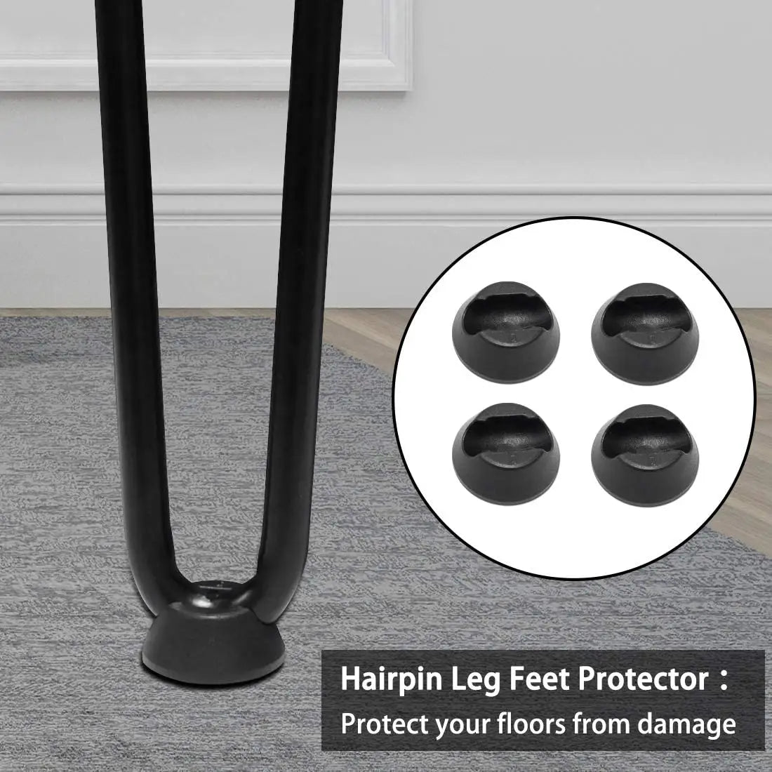 28" hairpin table and desk legs with leg protector