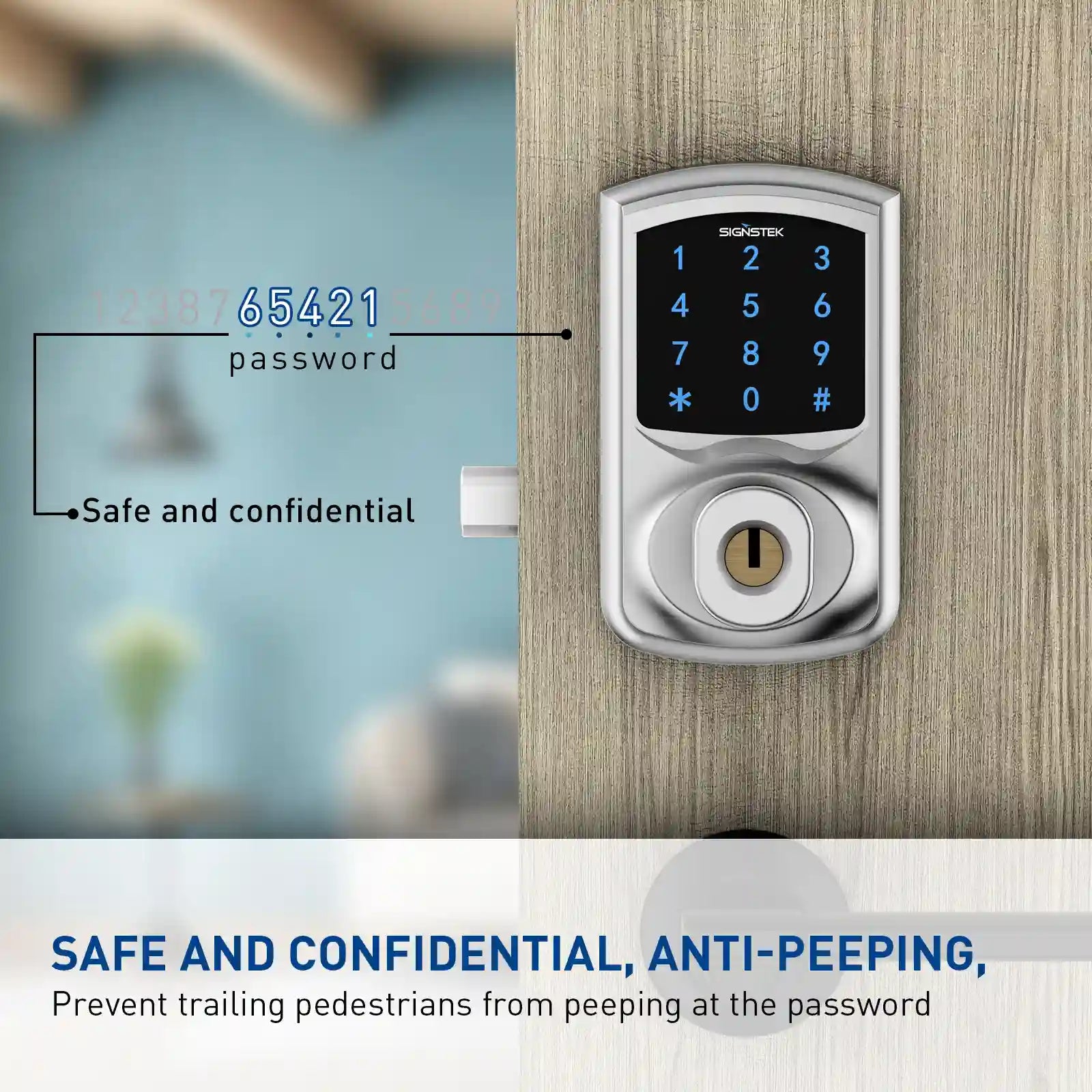 ST-668D digital touchscreen keypad deadbolt lock and smart front door lock (silver)