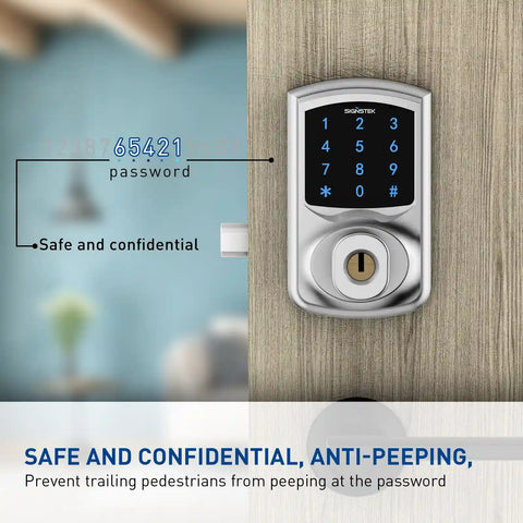 ST-668D digital touchscreen keypad deadbolt lock and smart front door lock (silver)