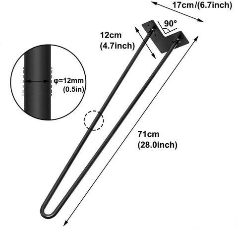 28" Hairpin Table Legs