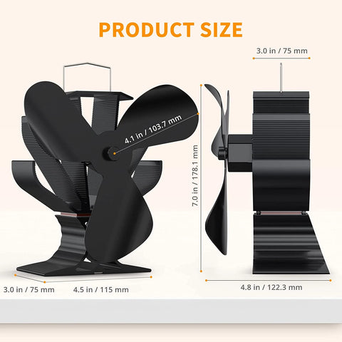 Heat Powered Wood Stove Fan for Wood/Log Burner/Fireplace/Heater
