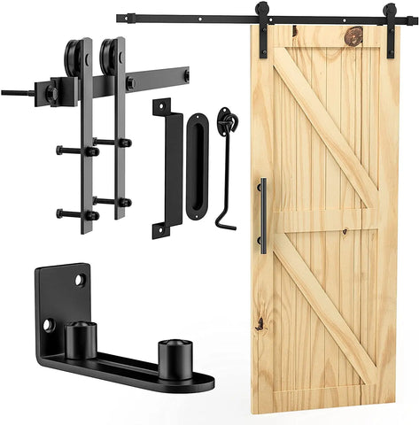 I shape sliding barn door hardware with door hook, handles and floor guide
