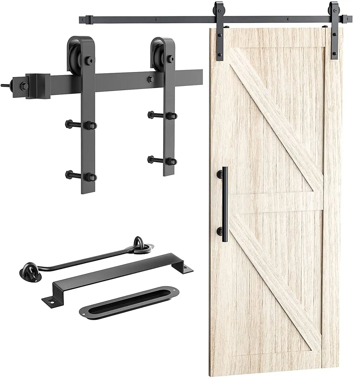 6.6ft heavy duty sliding barn door with door hook hanger