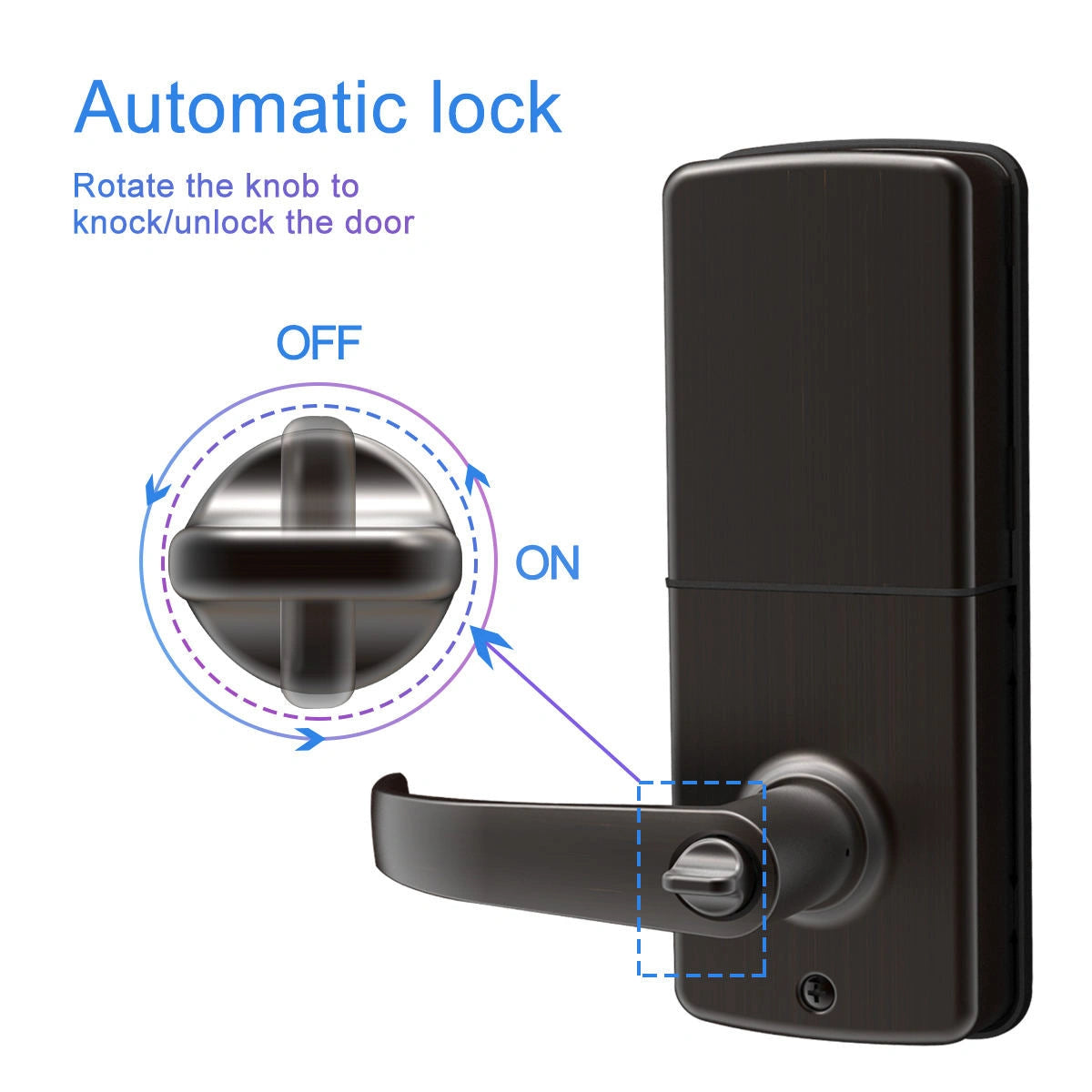 Electronic keyless entry door lock with automatic lock, lever and handle