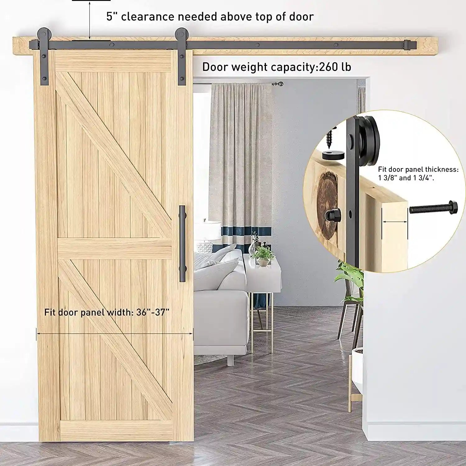 I shaped sliding barn door hardware size
