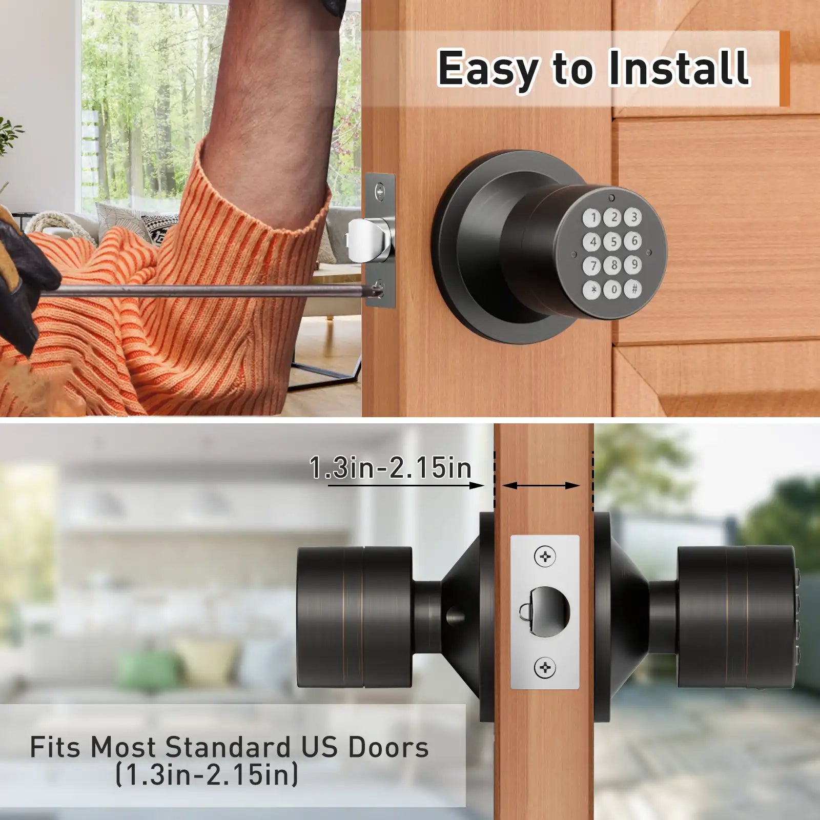 Buy Digital Keypad Electronic Door Knob With Lock & Passcode| Signstek
