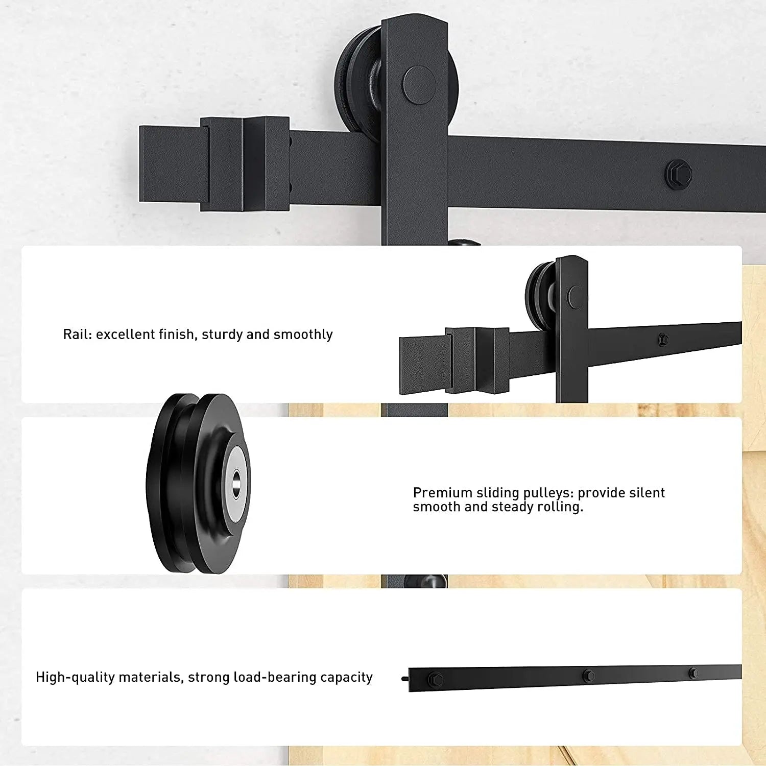 I shape barn door hardware