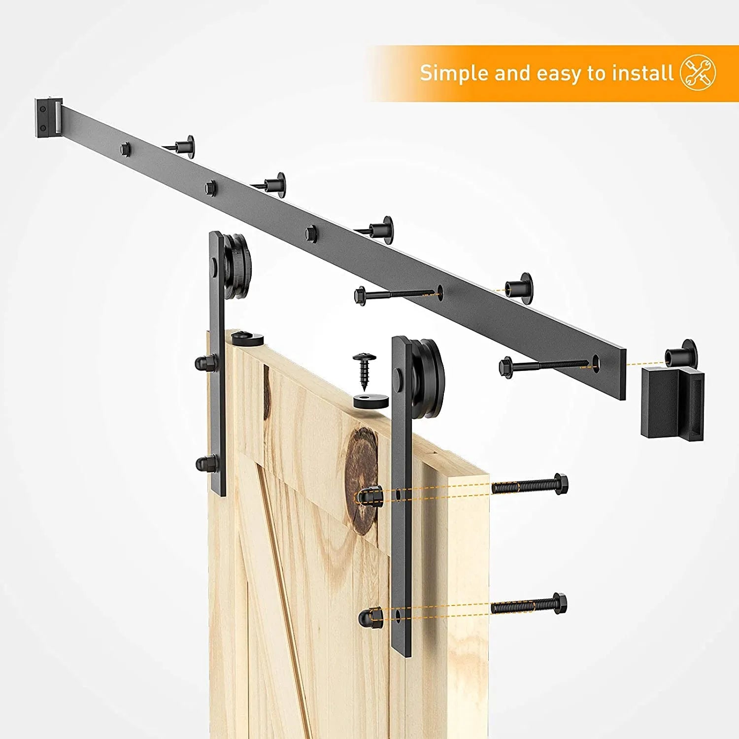 I shape sliding barn door hardware with door hook, handles and floor guide