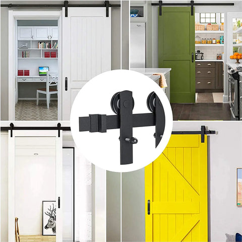 I shape sliding barn door hardware with door hook, handles and floor guide