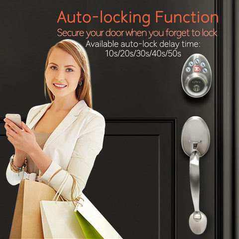 Front door handle set with auto locking function