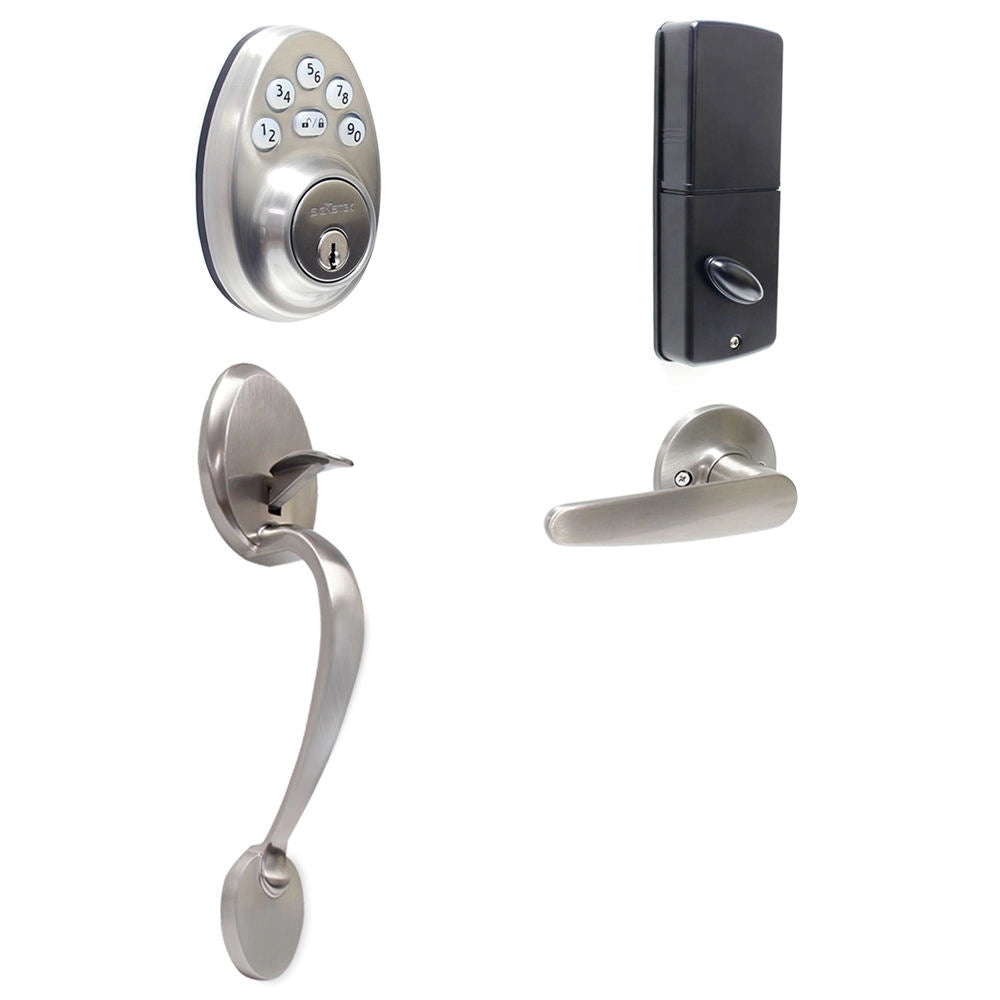 Front door handle set with electronic deadbolt (silver)